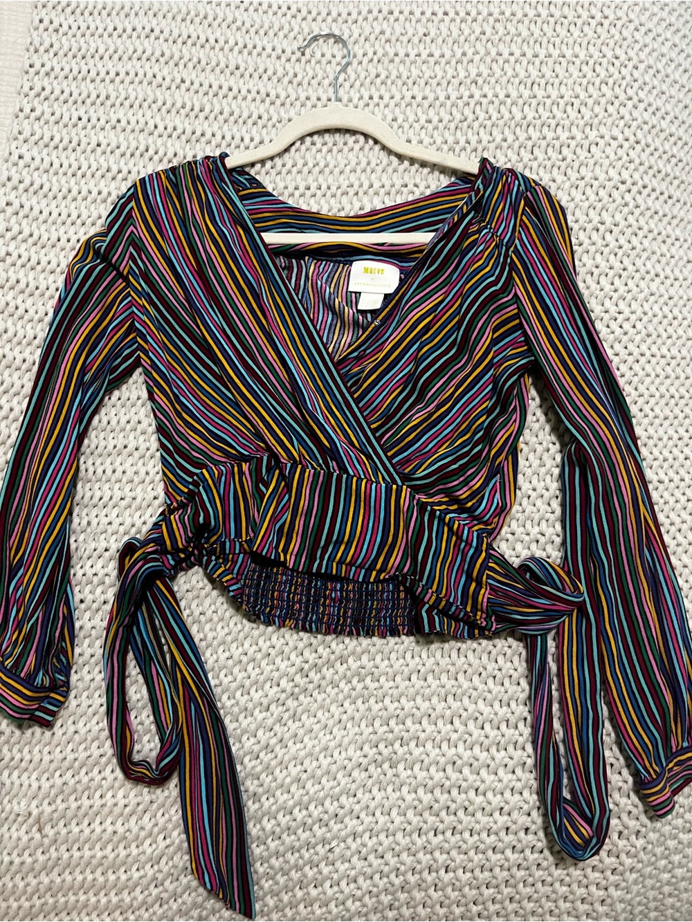 Maeve Multistripe Wrap Tie Crop Top